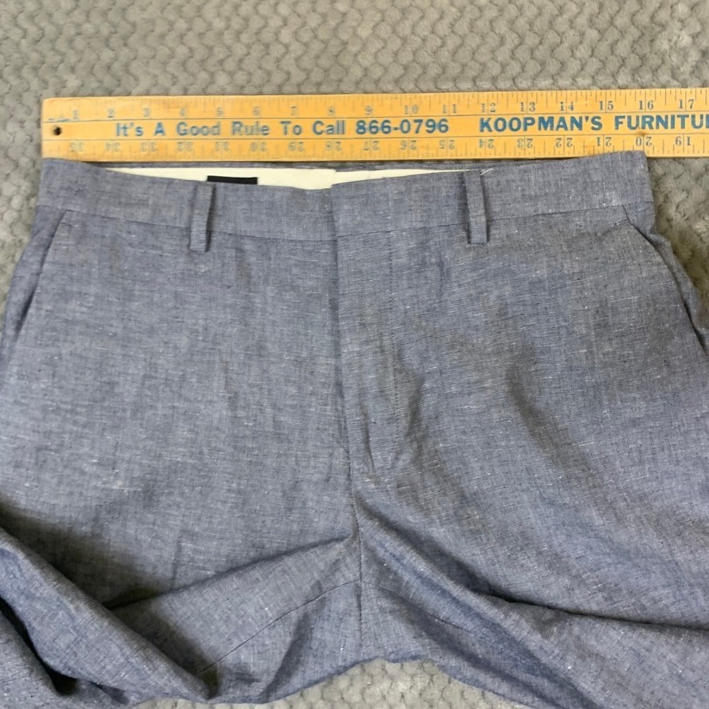 J.Crew Ludlow Slim Pant Men 32x30 (Hemmed to 27) Blue Cotton Linen Somelos H4161 - Picture 7 of 11